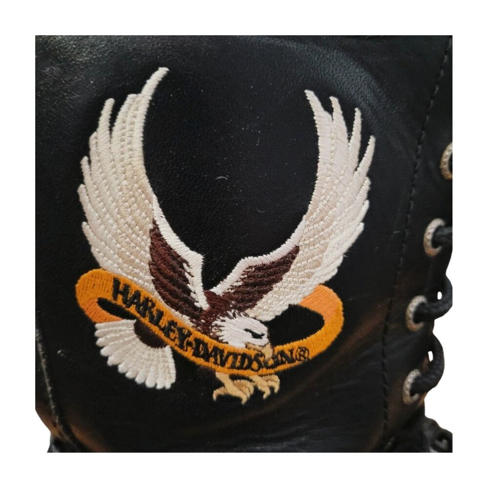 Vintage HARLEY DAVIDSON Leather Biker Boots Lace up Combat Style Motorcycle Sz 8 - Picture 14 of 14